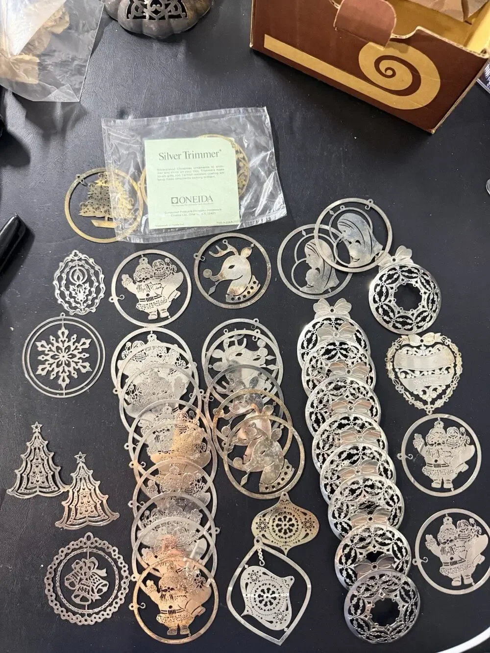 Vintage Oneida Silver Trimmer Silverplate Christmas Ornament Lot Santa Reindeer